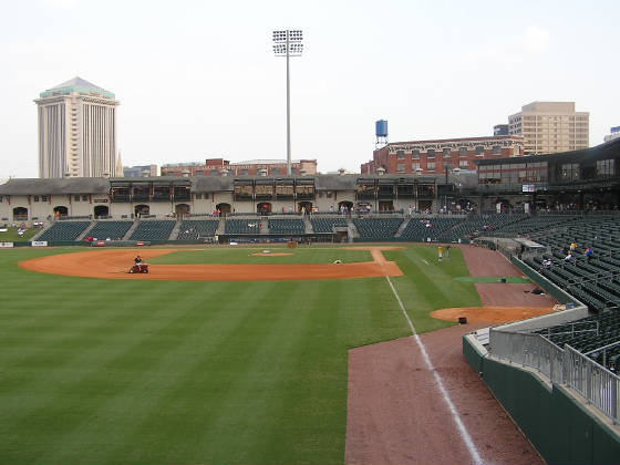 A view of the First Base side at Riverwalk Stadium