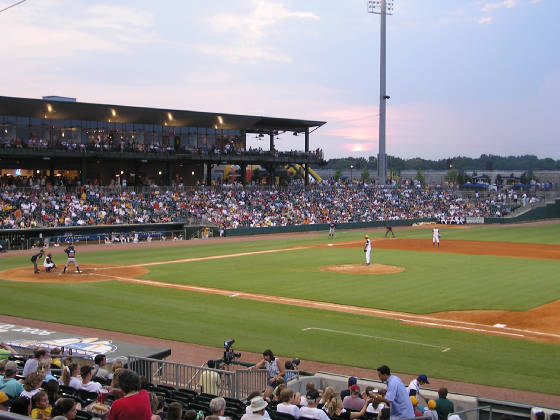 Looking at the 3rd base side of the field